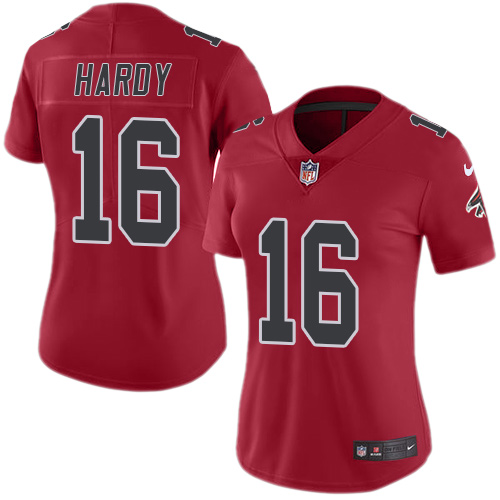 Women's Limited Justin Hardy Nike Jersey Red - #16 Rush NFL Atlanta Falcons
